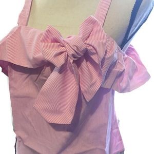 Lost + Wander Cold Shoulder Striped Top Side Bow